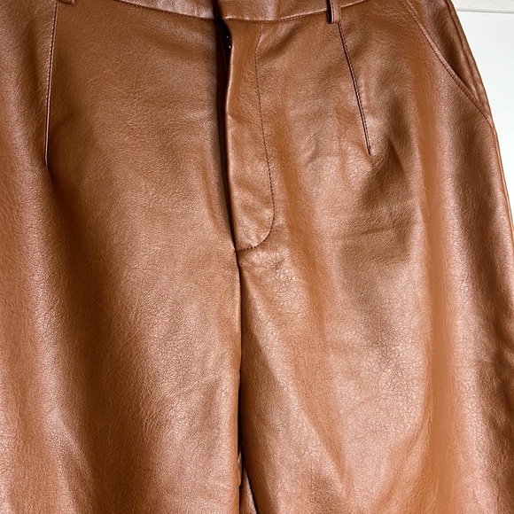NWT JLUXLABEL camel brown faux leather trousers - Picture 4 of 8